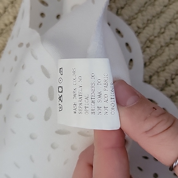 Sheer White Laser Cut Blouse - Picture 3 of 3